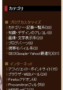 カテゴリーをツリー表示
